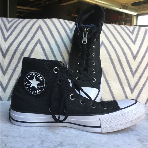 Converse Shoes - Black Converse High tops w/ Zipper
